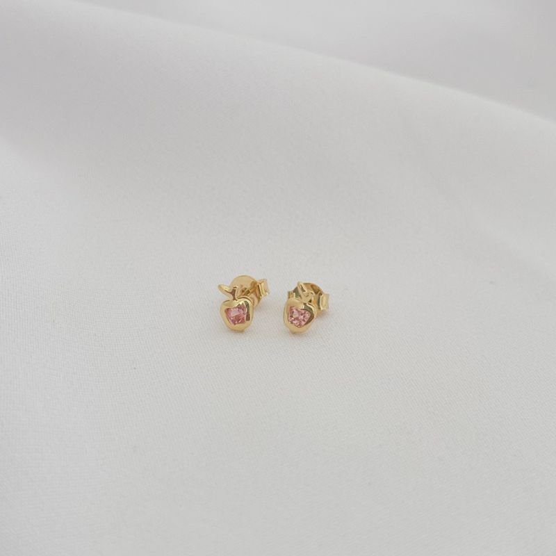 BRINCO INFANTIL FORMATO MAÇA EM OURO 18K