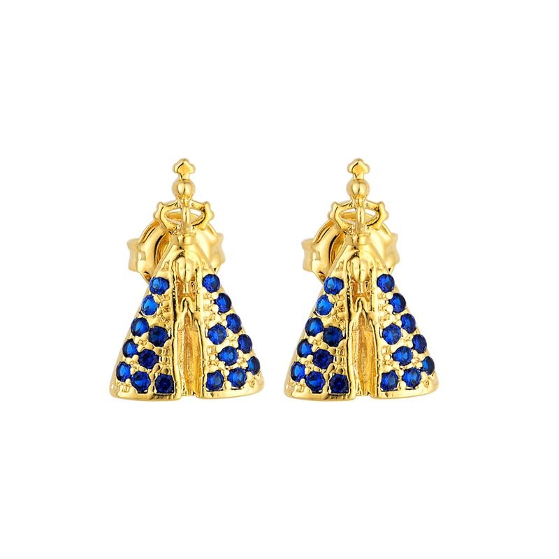 BRINCO NOSSO SENHORA CRAVEJADA EM OURO 18K