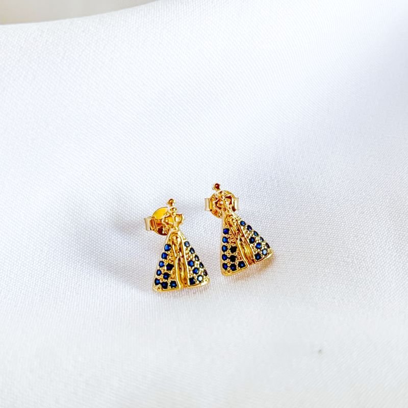 BRINCO NOSSO SENHORA CRAVEJADA EM OURO 18K