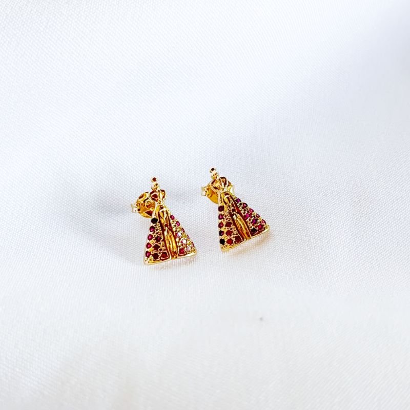 BRINCO NOSSO SENHORA CRAVEJADA EM OURO 18K