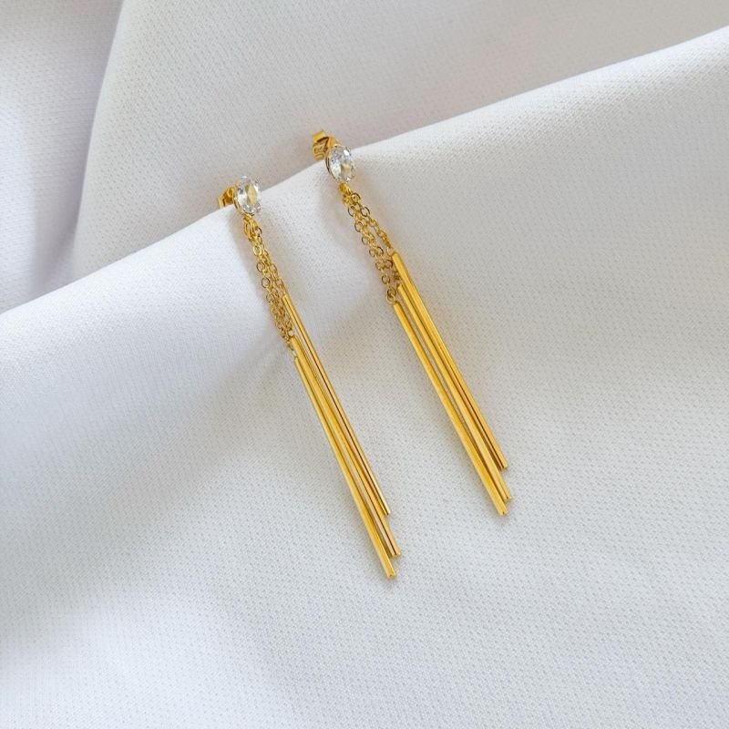 BRINCO OVAL ZIRCONIA COM CORRENTE E PALITOS EM OURO 18K