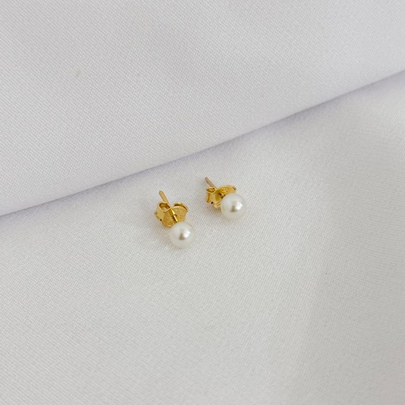 BRINCO PEROLA 5MM EM OURO 18K