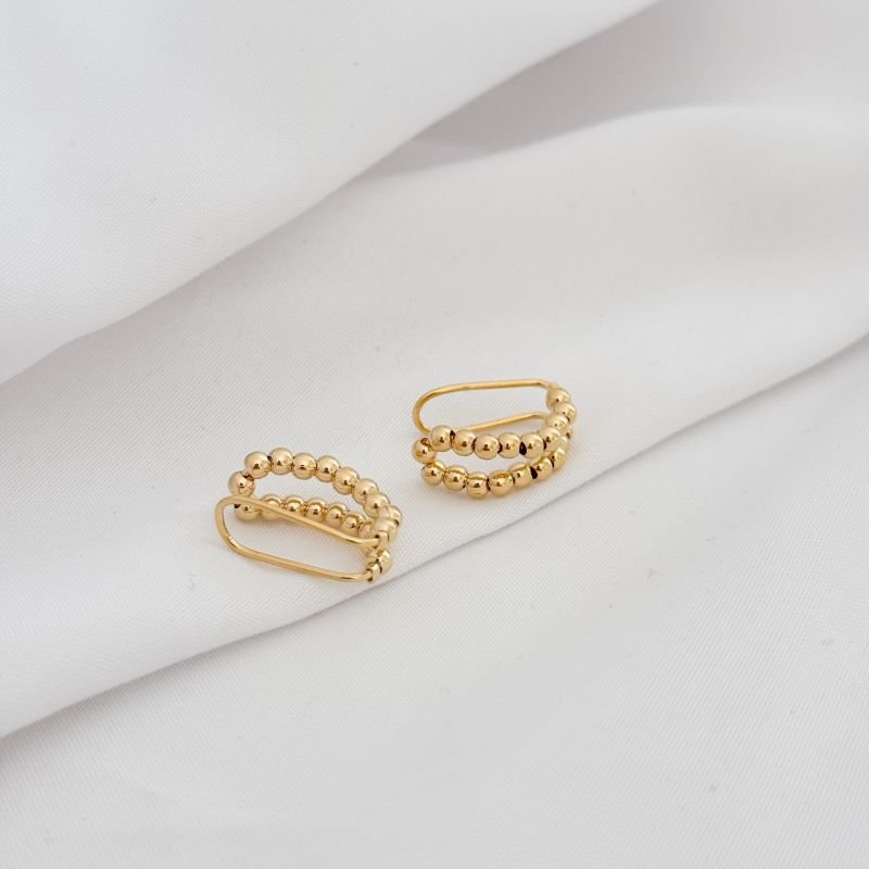 BRINCO PIERCING BOLINHAS EM OURO 18K