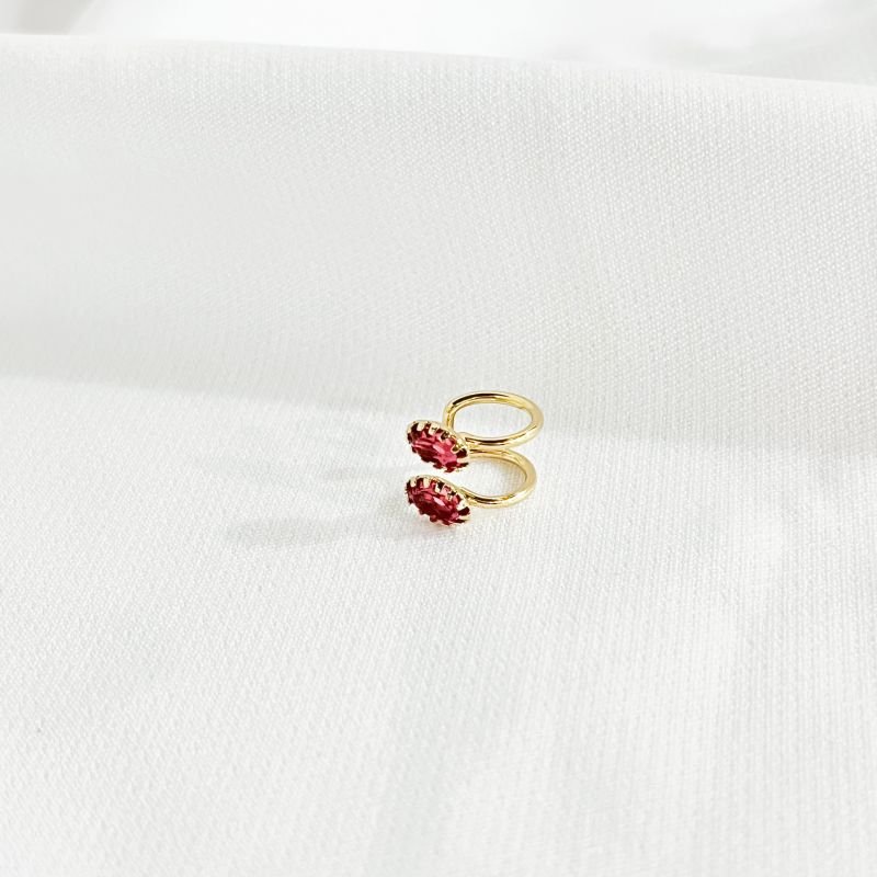 BRINCO PIERCING DUAS ZIRCONIAS EM OURO 18K
