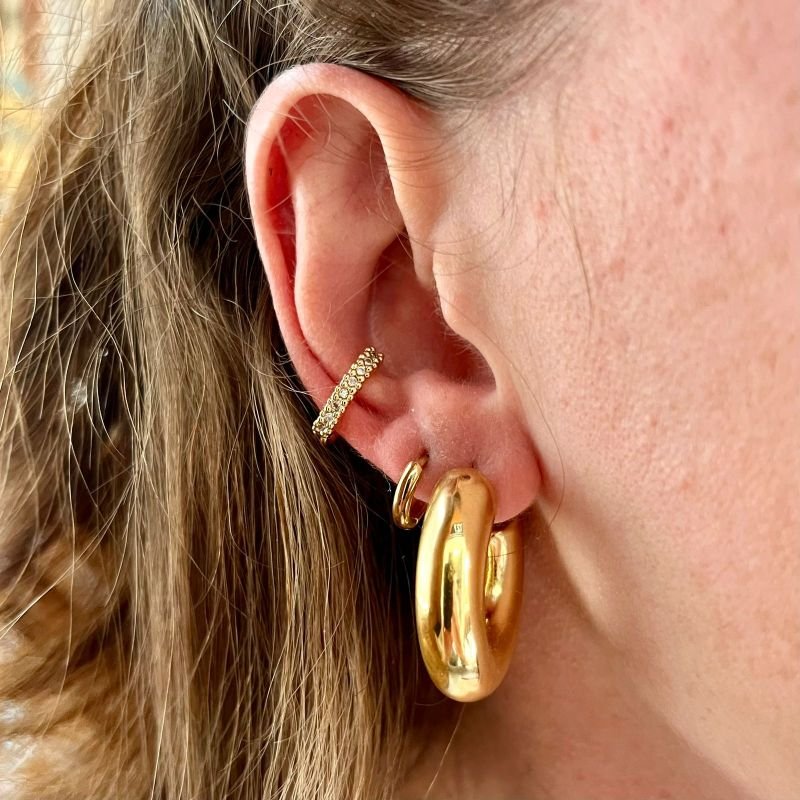 BRINCO PIERCING EM ZIRCÔNIA EM OURO 18K