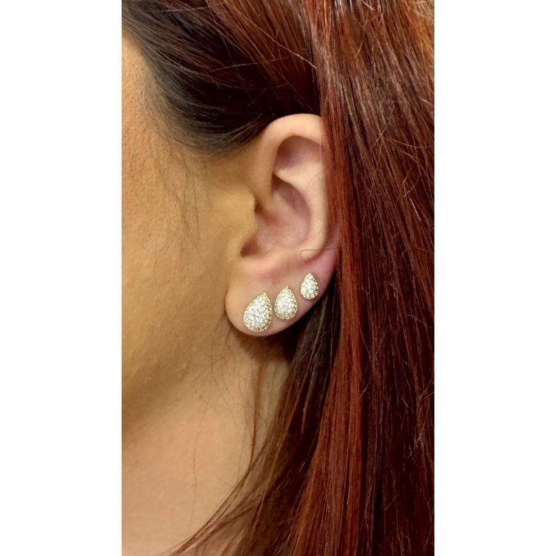 BRINCO TRIO GOTA CRAVEJADA EM OURO 18K