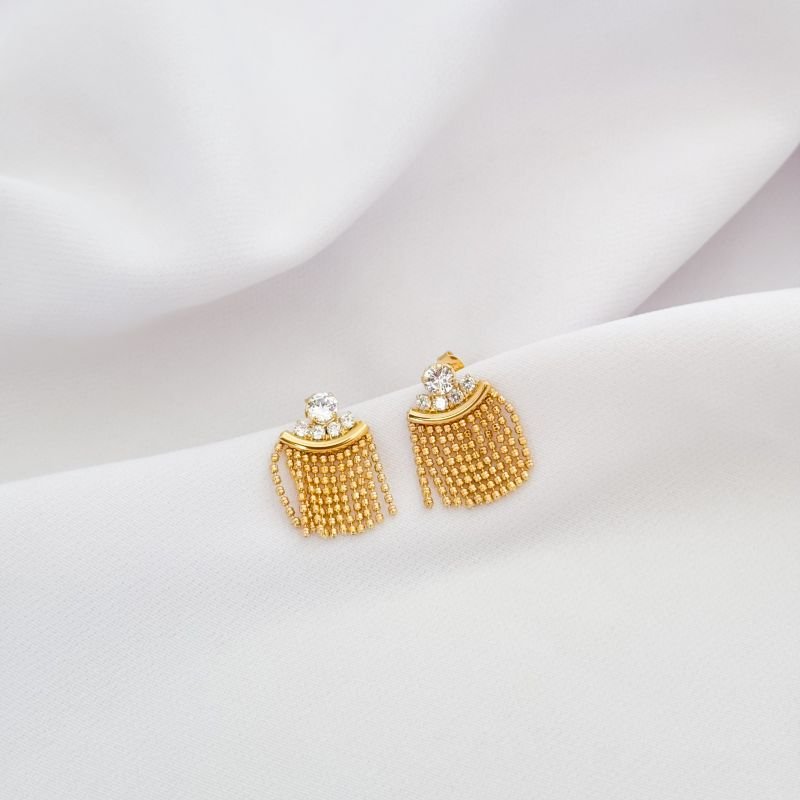 BRINCO ZIRCONIA COM FRANJA EM OURO 18K