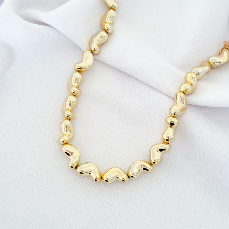 CHOCKER ALUMINIO DE CORACAO EM OURO 18K