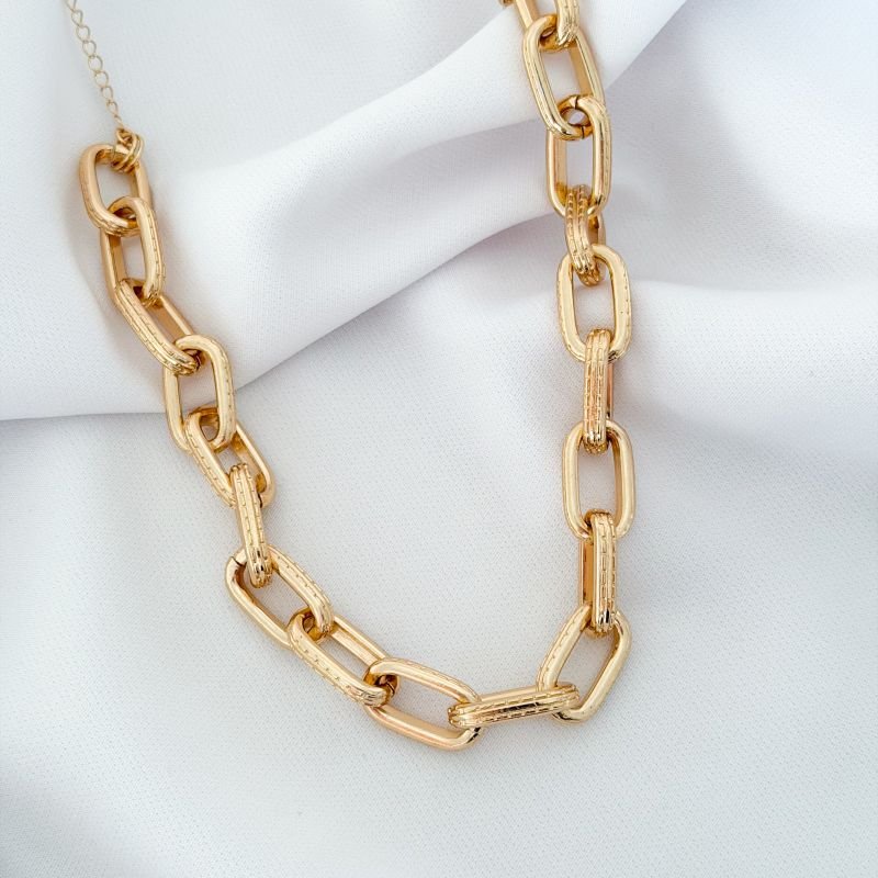 CHOCKER ALUMINIO ELO TEXTURIZADO EM OURO 18K