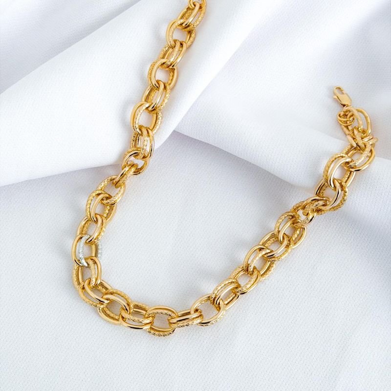 【18k】ゴールドチェーンネックレス Éclat de LUNE CHOCKER ALUMINIO ELOS TRABALHADOS EM OURO 18K - Original Joias