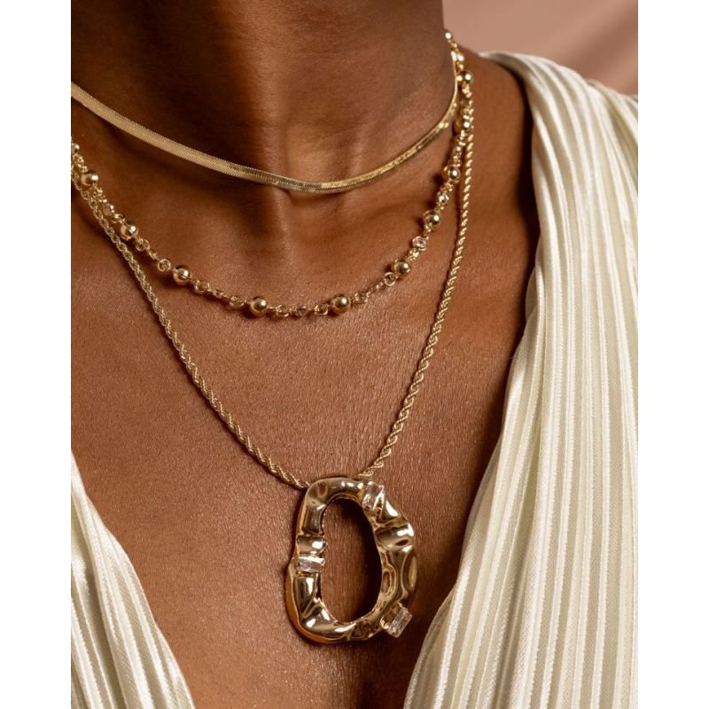 CHOCKER BOLINHAS COM ZIRCONIAS 38CM + 10EXT EM OURO 18K