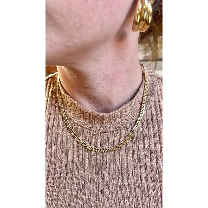 CHOCKER GRUMET DUPLA 38CM+10 EXTENSOR EM OURO 18K