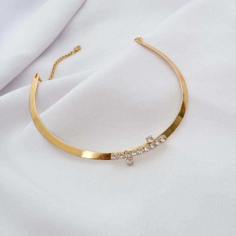 CHOCKER LISA COM DETALHE EM ZIRCONICA EM OURO 18K