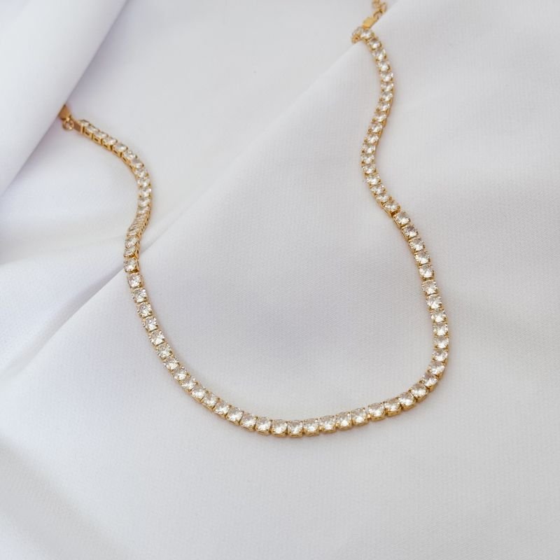 CHOCKER ZIRCONIA 4MM EM OURO 18K