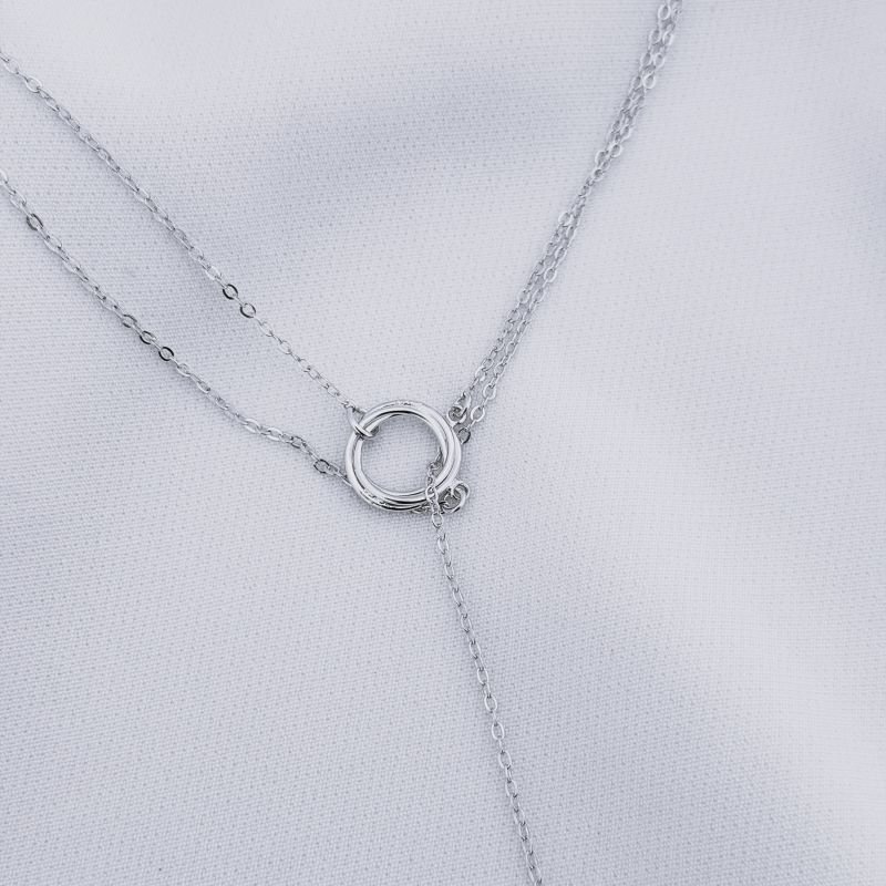 COLAR 3 ELOS GRAVATINHA COM BOLINHA EM RÓDIO BRANCO