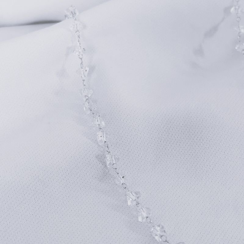 COLAR 40CM+10CM CASCALHO CRISTAL EM RÓDIO BRANCO
