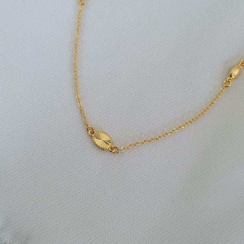 COLAR 50CM COM OVAL LISO E DIAMANTADO 50CM EM OURO 18K