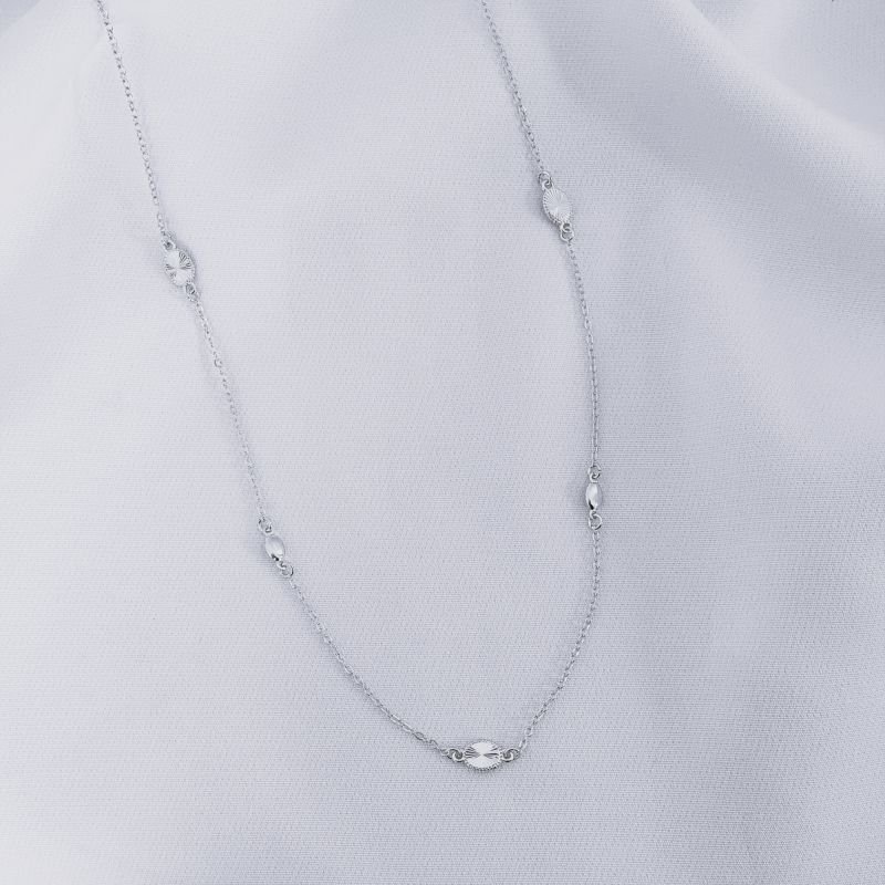 COLAR 50CM COM OVAL LISO E DIAMANTADO 50CM EM RÓDIO BRANCO