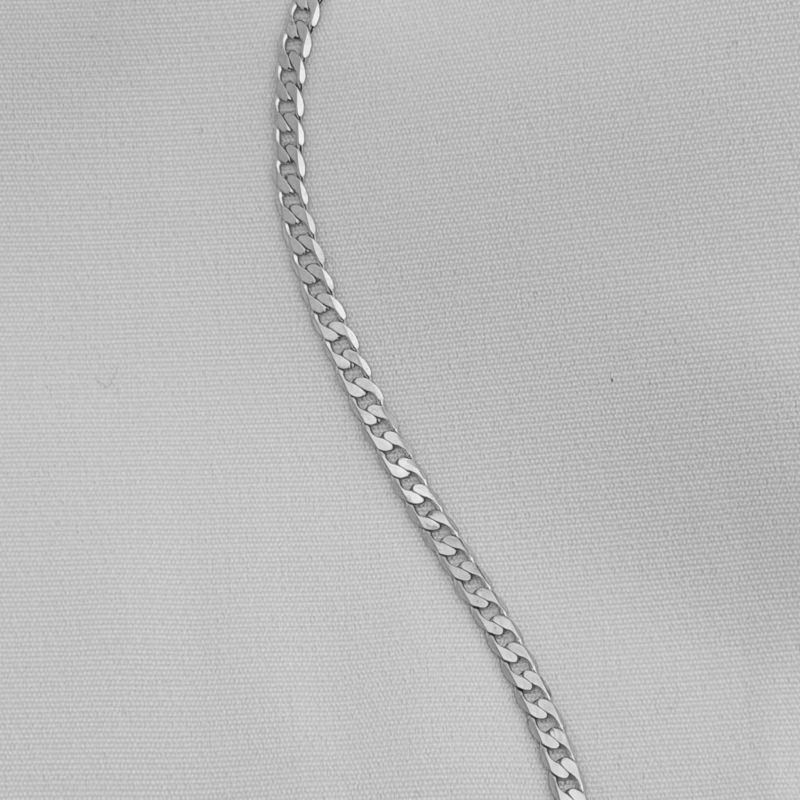 COLAR 60CM CORRENTE GROUMET FACETADA DIAM 1 X1 EM RÓDIO BRANCO
