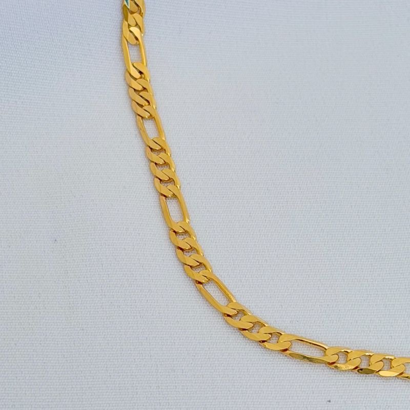COLAR 60CM GROUMET ALTERNADO 3X1 EM OURO 18K