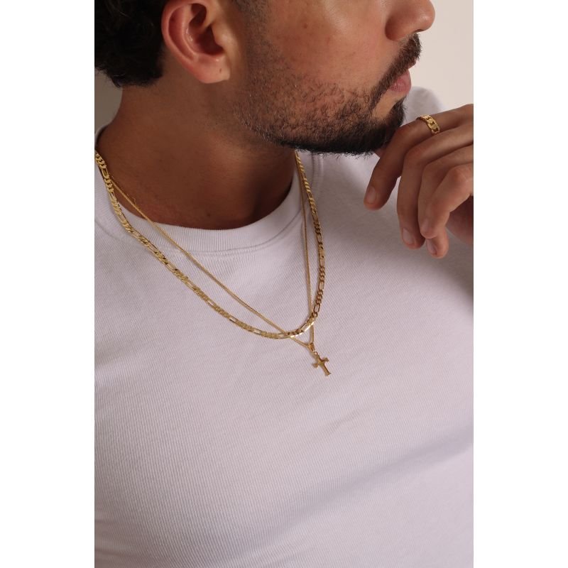 COLAR 60CM GROUMET ALTERNADO 3X1 EM OURO 18K