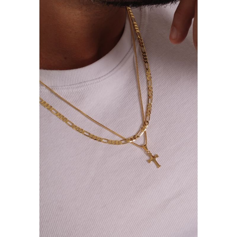 COLAR 60CM VENEZIANA 1,2MM COM CRUZ FACETADA EM RÓDIO BRANCO