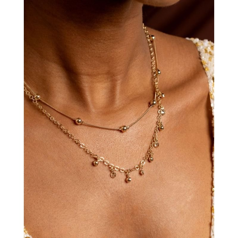 COLAR BOLINHAS EM OURO 18K