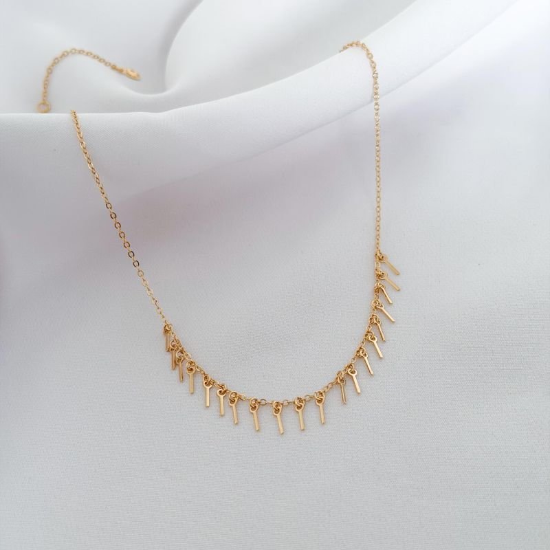 COLAR C/ PALITINHOS C/ FECHO AJUSTAVEL 40/45CM EM OURO 18K