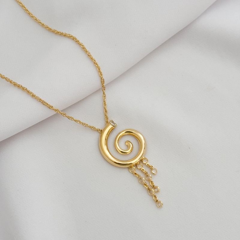 COLAR CARACOL COM ZIRCONIAS EM OURO 18K