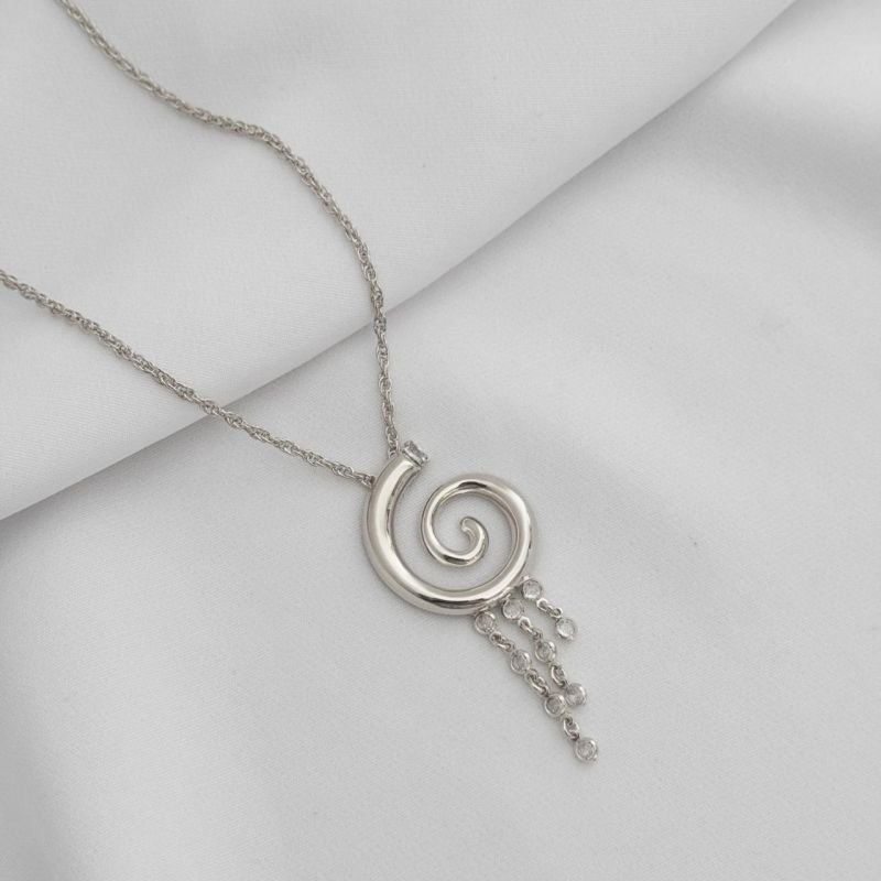 COLAR CARACOL COM ZIRCONIAS EM RÓDIO BRANCO