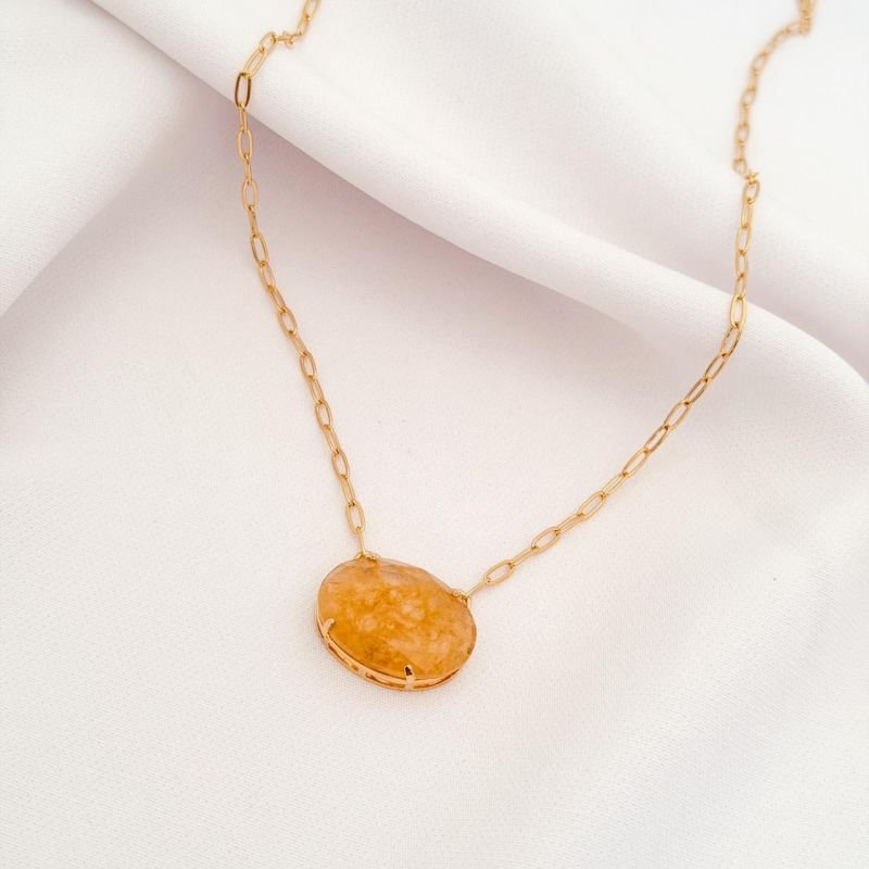 COLAR CARTIER COM PEDRA OVAL 45CM + 5CM EM OURO 18K