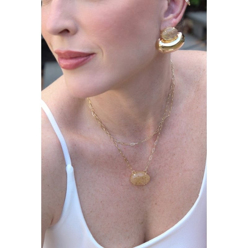 COLAR CARTIER COM PEDRA OVAL 45CM + 5CM EM OURO 18K