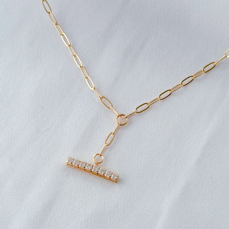 COLAR CARTIER GRAVATA COM PALITO ZIRCONIA EM OURO 18K