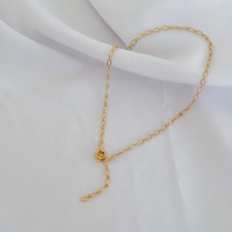 COLAR CARTIER GRAVATINHA C/ FECHO BOIA E PONTO DE LUZ 52CM EM OURO 18K