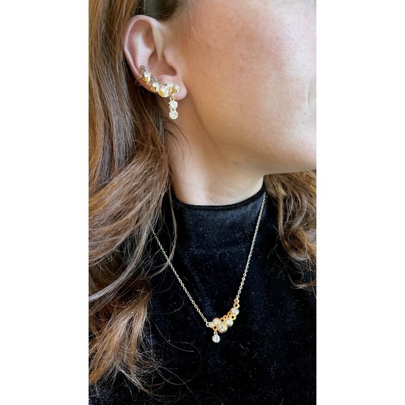 COLAR COLMEIA EM ZIRCONIAS EM OURO 18K