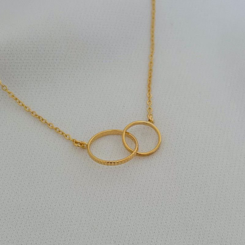 COLAR COM ELO DUPLO 45CM+5CM EM OURO 18K
