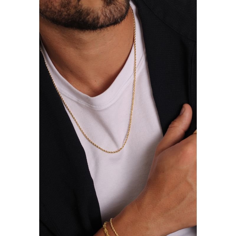 COLAR CORRENTE CORDÃO BAIANO 2,5MM COM 60 CM EM OURO 18K