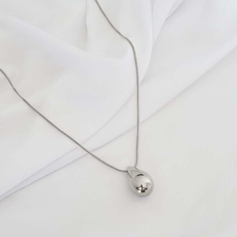 COLAR CORRENTE RABO DE RATO COM PINGENTE GOTA LISA EM RÓDIO BRANCO