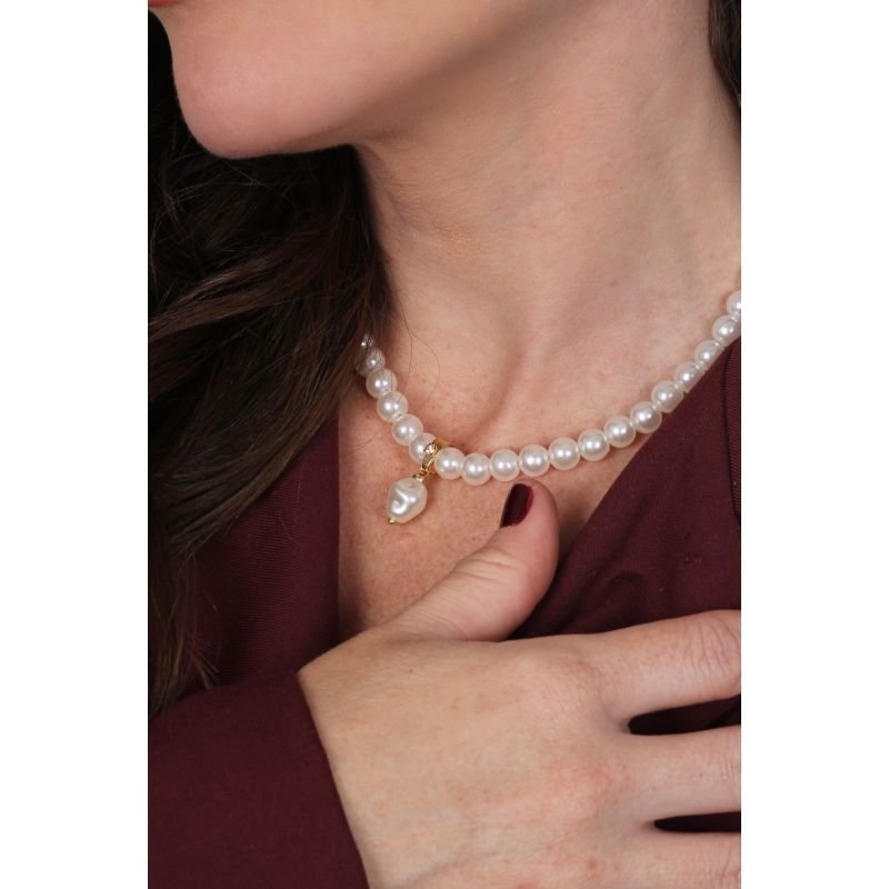 COLAR DE PEROLA COM PINGETE PEROLA BARROCA EM OURO 18K