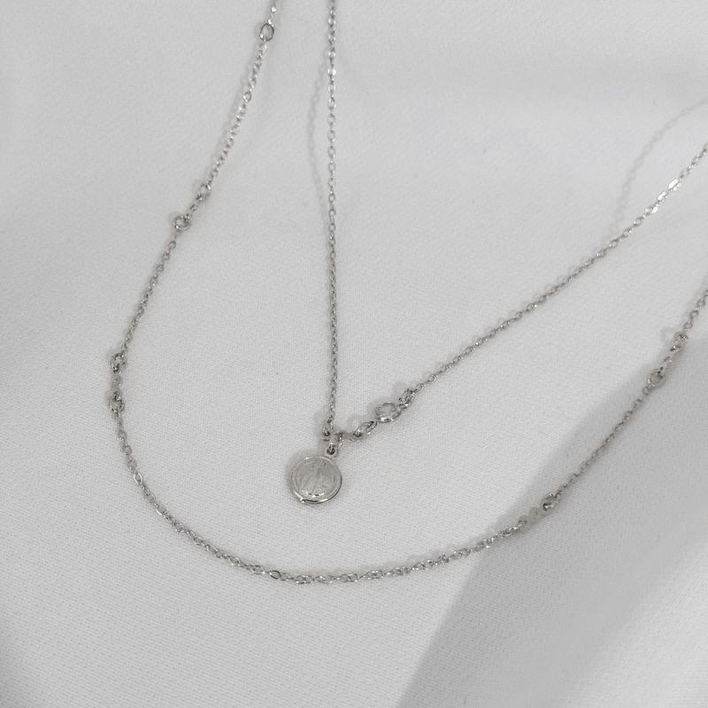 COLAR DUPLO SAO BENTO EM RÓDIO BRANCO