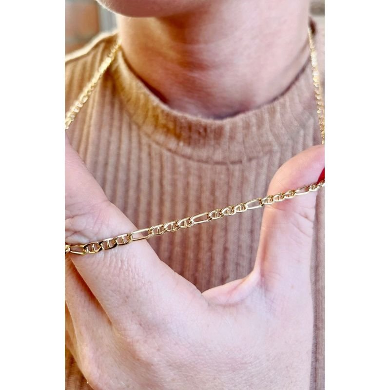 COLAR ELOS ALTERNADOS 55CM EM OURO 18K