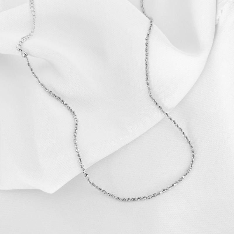 COLAR FIO BAIANO 2MM EM RÓDIO BRANCO