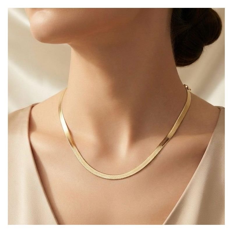 COLAR FITA 5MM (40+10CM) EM OURO 18K