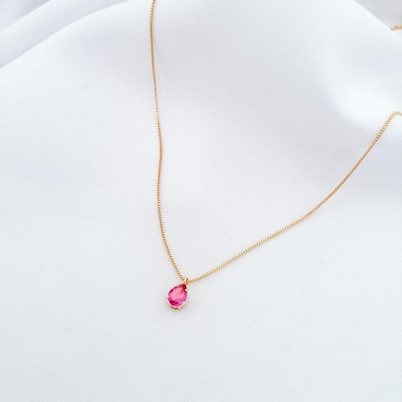 COLAR GOTA 6X8 45CM EM OURO 18K