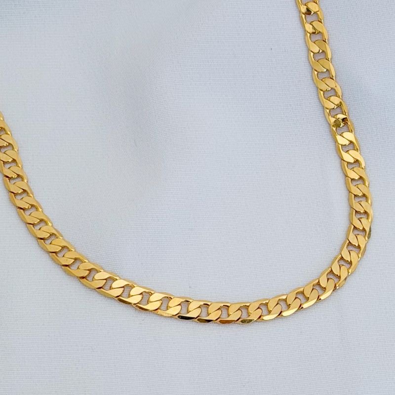 COLAR GROUMET FACETADA DIAMANTADA 1X1 GROSSO 60CM EM OURO 18K