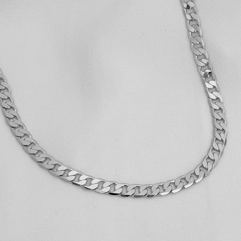 COLAR GROUMET FACETADA DIAMANTADA 1X1 GROSSO 60CM EM RÓDIO BRANCO