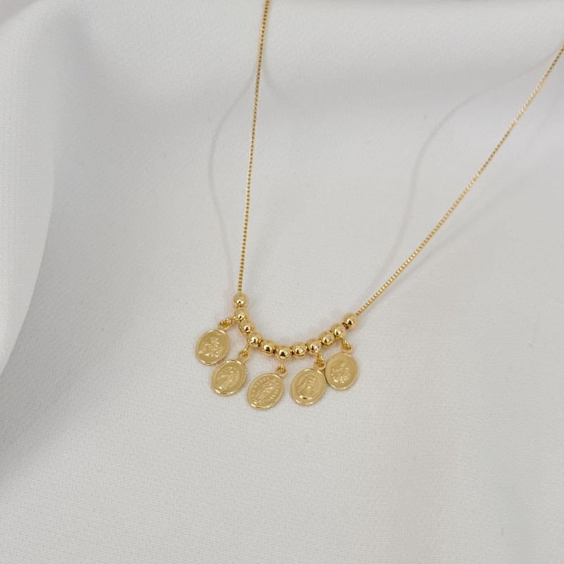 COLAR MEDALHAS NOSSA SENHORA EM OURO 18K