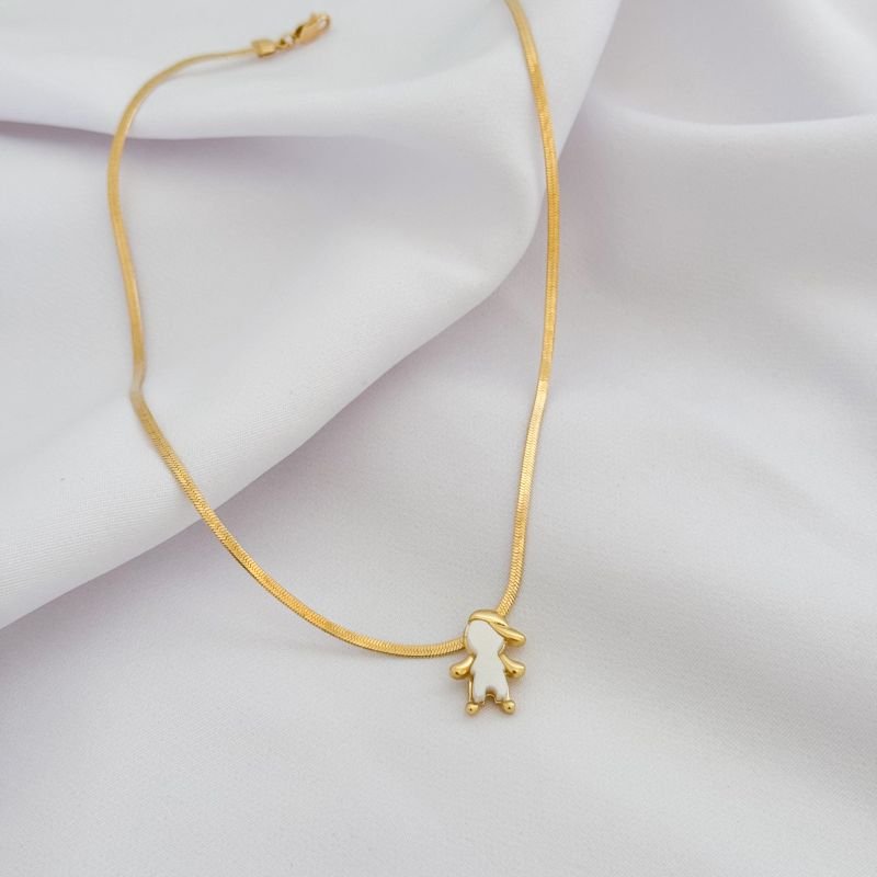 COLAR MENINO COM MADRE PEROLA EM OURO 18K