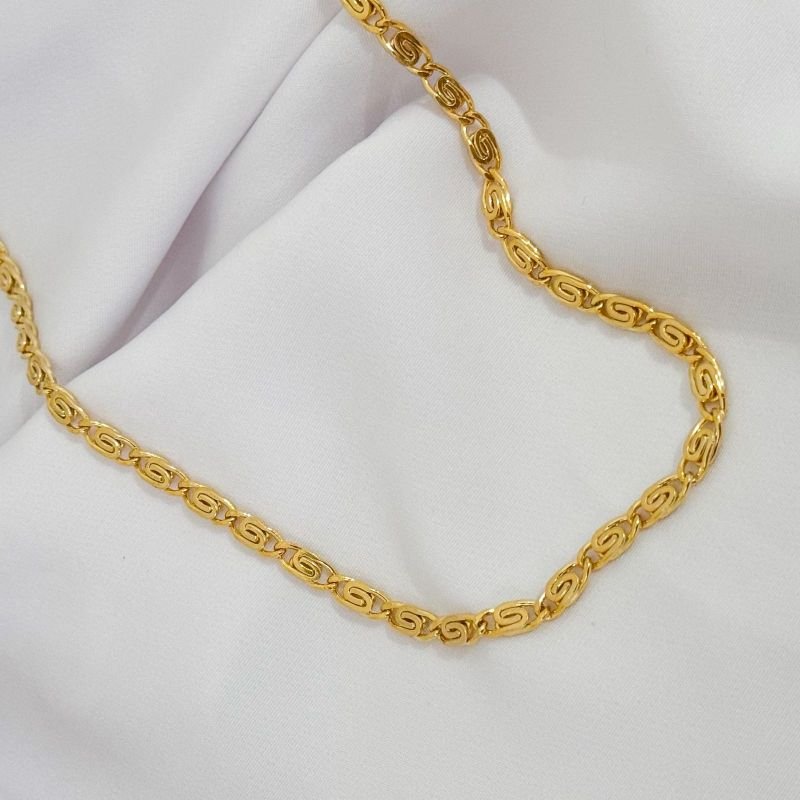 COLAR MIMOSA ALUMINIO 45CM + 10CM DE EXTENSOR EM OURO 18K