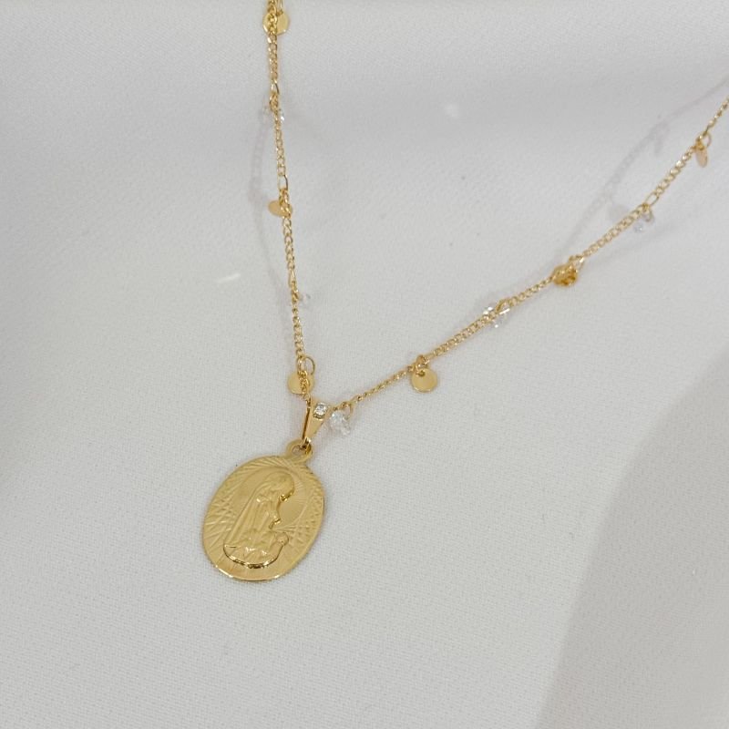 COLAR NOSSA SENHORA DE FATIMA EM OURO 18K